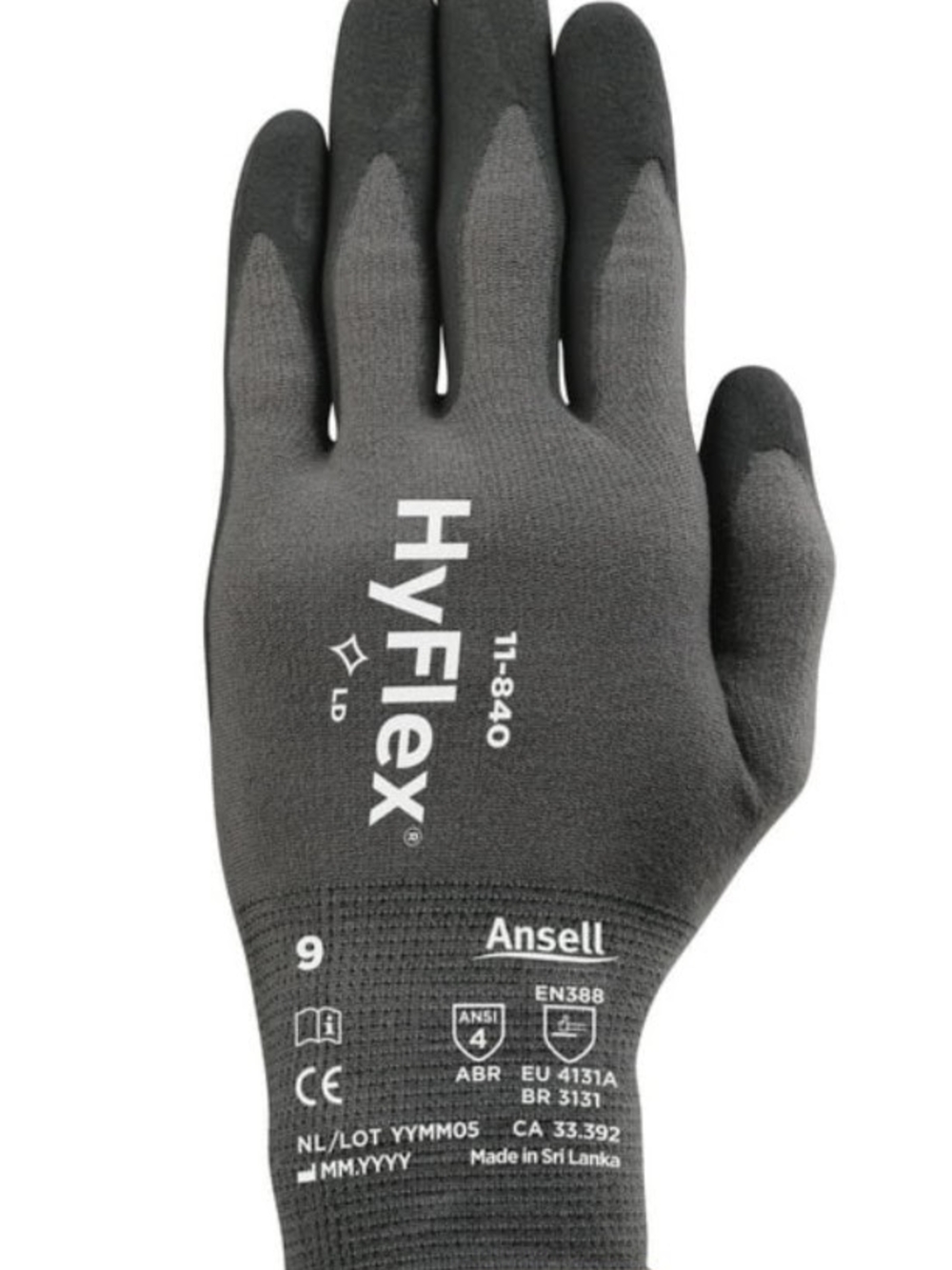 (LOT OF 6) Ansell HyFlex 11-840 Nitrile Cut Resistant Work Gloves Size 9
